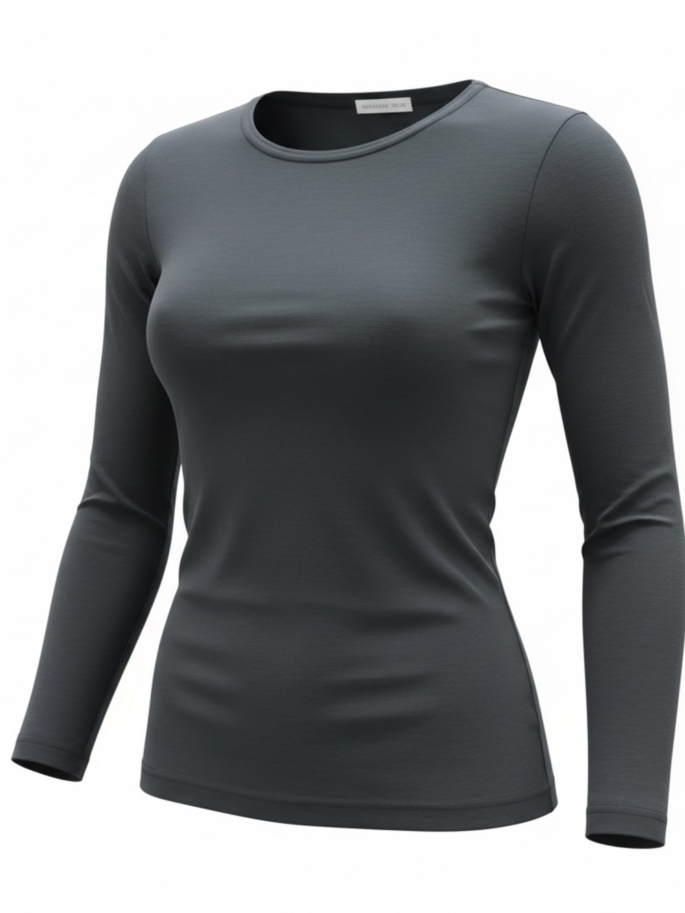 Ballinger Gold Women's Long Sleeve Crewneck Top in Charcoal Gray